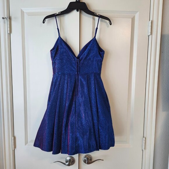 Blue, Juniors Glitter Knit Party Dress - Size 5/6 - Picture 3 of 6
